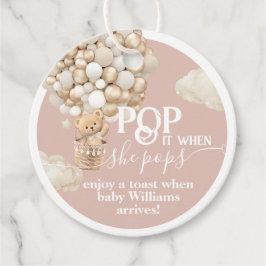 Etiquetas Para Lembrancinhas Bear Balão neutro Chá de Bebê pronto para pop