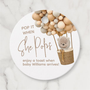 Etiquetas Para Lembrancinhas Bear Balões Chá de fraldas Moderno quando