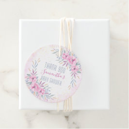 Etiquetas Para Lembrancinhas Bebê ChuveiroObrigado Esbranquiçando Flores Rosa A