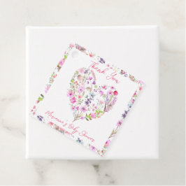 Etiquetas Para Lembrancinhas Bebê De Coração Floral Rosa Em Chá de fraldas De S