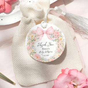 Etiquetas Para Lembrancinhas Bebê em Flor Arrossado Rosa Rosa Obrigado