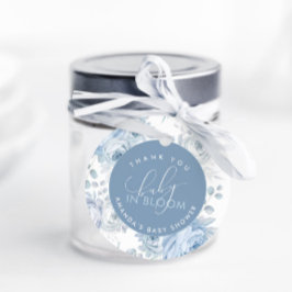 Etiquetas Para Lembrancinhas Bebê Floral Azul Dusty em Chá de fraldas de Sangue