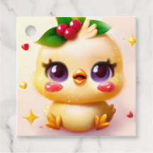 Bebê Frango Kawaii Fofo com Azevinho