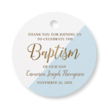 Bebê rapaz azul moderno batismo obrigado você