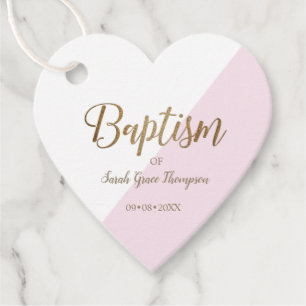 Etiquetas Para Lembrancinhas Bebê rosa personalizado baptismo CORAÇÃO obrigado