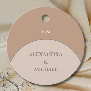 Etiquetas Para Lembrancinhas Beige Pink Monograma Japandi Casamento Obrigado