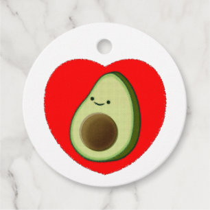Etiquetas Para Lembrancinhas Bela Caricatura De Avocado No Coração Vermelho