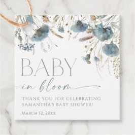 Etiquetas Para Lembrancinhas Bela flor azul empoeirada bebê em chá de menino