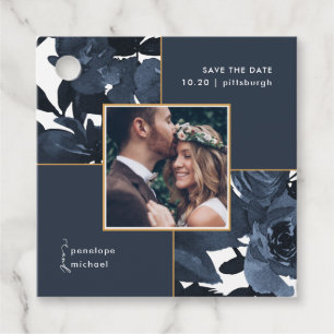 Etiquetas Para Lembrancinhas Belo Blue Floral Foto para salvar a data