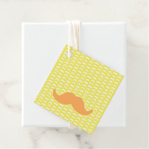 Etiquetas Para Lembrancinhas Bigode Reflete-O De Laranja Amarelo