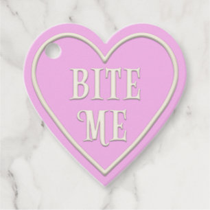Etiquetas Para Lembrancinhas "Bite-me", Tea Party, Coração Rosa Personalizado