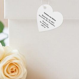 Etiquetas Para Lembrancinhas Black and White Heart Shape Wedding Favor Tags