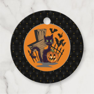 Etiquetas Para Lembrancinhas Black Boarder Black Cat Tombstone Bats Halloween
