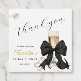 Etiquetas Para Lembrancinhas Black Bow & Pearls Bridal Shower Thank you