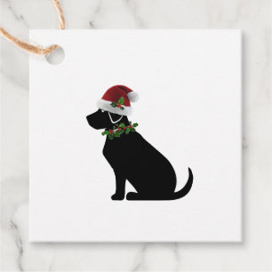 Etiquetas Para Lembrancinhas Black Lab Dog Christmas Santa Hat Holly Modern Div