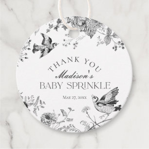 Etiquetas Para Lembrancinhas Black Toile Vintage Floral Baby Sprinkle Favor