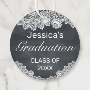 Etiquetas Para Lembrancinhas Blackboard e White Lace Graduação Obrigado