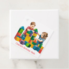 Etiquetas Para Lembrancinhas Blocos de Edifício na Bacia de Aniversário