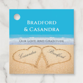 Etiquetas Para Lembrancinhas Blue Beach Wedding 2 Hearts in the Sand Paper P
