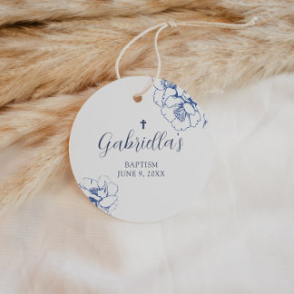 Etiquetas Para Lembrancinhas Blue Botanical Floral Baptism