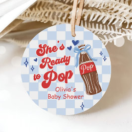 Etiquetas Para Lembrancinhas Blue Bow She's Ready to Pop Baby Shower