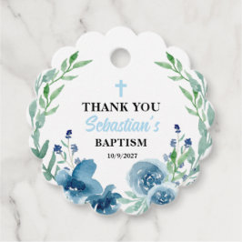 Etiquetas Para Lembrancinhas Blue Boy Baptism Round Scalloped