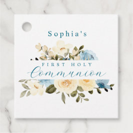 Etiquetas Para Lembrancinhas Blue Ivory Flowers Greenery First Santa Comunhão