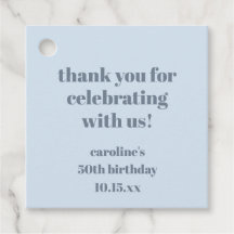 Blue Modern Custom 50th Birthday Party Thank You
