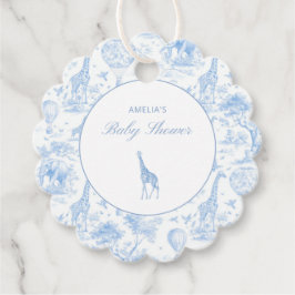 Etiquetas Para Lembrancinhas Blue Safari Toile de Jouy Baby Shower