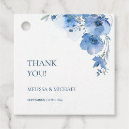 Etiquetas Para Lembrancinhas Blue Watercolor Flowers Wedding Thank You