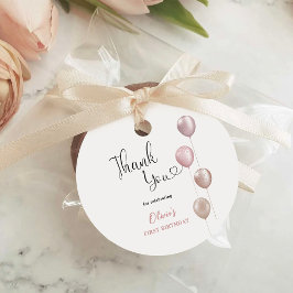 Etiquetas Para Lembrancinhas Blush Balloons Girl Primeiro Aniversário Obrigado