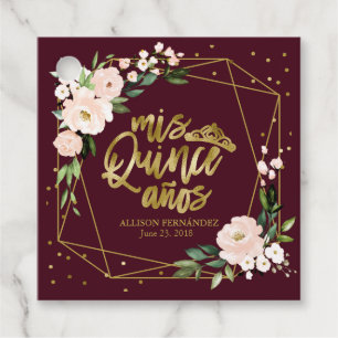 Etiquetas Para Lembrancinhas Blush Floral Borgonha Quinze Anos
