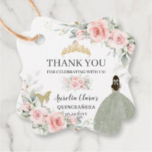 Blush Floral Sage Quinceanera Verde Dourada 16