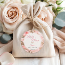 Blush Pink Baby in Bloom Floral Favor Tag