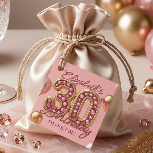 Etiquetas Para Lembrancinhas Blush Rosa Balão Dourado Joias 30º Aniversário