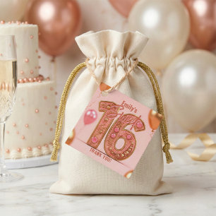 Etiquetas Para Lembrancinhas Blush Rosa Dourado Rose Doce 16 Aniversário Obriga