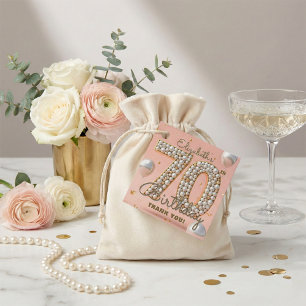 Etiquetas Para Lembrancinhas Blush Rosa Pérola Dourado 70º Aniversário Obrigado