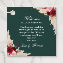 Etiquetas Para Lembrancinhas Boas-vindas aos Rosas de Emerald Green Burgundy