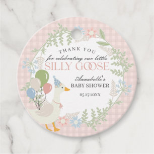 Etiquetas Para Lembrancinhas Bobo rosa Ganso Floral Gingham Chá de fraldas Favo