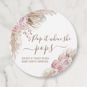 Etiquetas Para Lembrancinhas Boêmian Floral Pampas Rosa Pop quando Pop