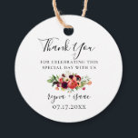 Etiquetas Para Lembrancinhas Bohemian Blooms Casamento Obrigado<br><div class="desc">Linda coloração aquosa,  flores do estilo boêmico,  penas e coroa foliar botânica em tons de moda de violeta,  burgundy,  coral,  pêssego,  rosa e verde,  etiquetas de favor personalizadas.</div>
