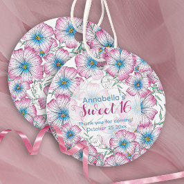 Etiquetas Para Lembrancinhas Bohemian Pastel Floral Cor-de-Rosa Azul Sweet 16