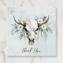 Etiquetas Para Lembrancinhas Bohemian Watercolor Floral Cow Skull Casamento
