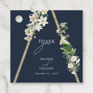 Etiquetas Para Lembrancinhas Bohemian Wood Pyramid White Florals Blue Wedal