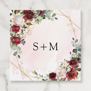 Etiquetas Para Lembrancinhas Boho aquarela rosas vermelhas monogramas