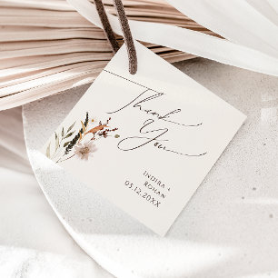Etiquetas Para Lembrancinhas Boho Autumn Wildflower   Beige Obrigado
