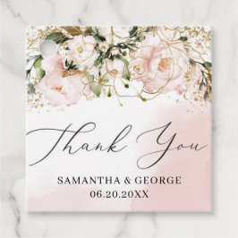 Etiquetas Para Lembrancinhas Boho Blush cor-de-rosa, ouro floral, casamento da 