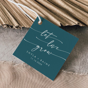 Etiquetas Para Lembrancinhas Boho Chic Teal Blue Deixe O Amor Crescer Casamento