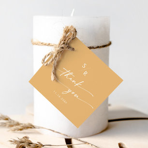 Etiquetas Para Lembrancinhas Boho Chic Yellow Marigold Monograma Obrigado