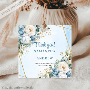 Etiquetas Para Lembrancinhas Boho Dusty Blue Greenery Quadro Dourado Obrigado